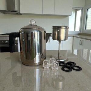 Martha Stewart Everyday Stainless Stovetop Percolator Plus Washer Rings & Tops
